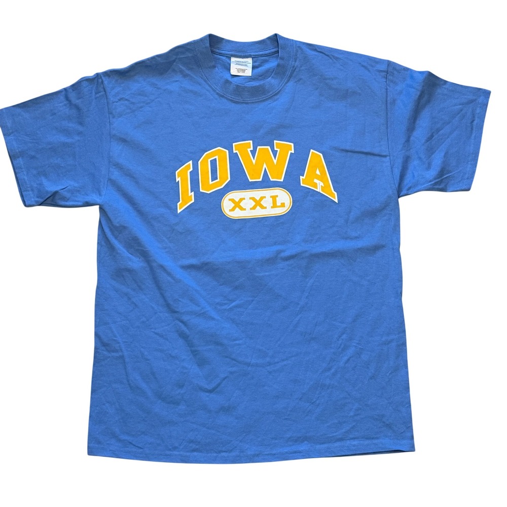 Blue IOWA Varsity Style Graphic T Shirt Adult SIZE Large